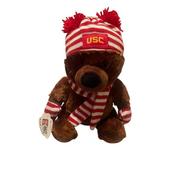 NWT NCAA USC Limited 2023 Mascot Factory Brown Stuffed Teddy Bear Beanie Scarf - Picture 13 of 13